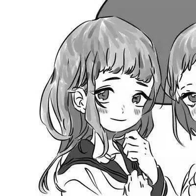二人闺蜜头像动漫黑白女生图片