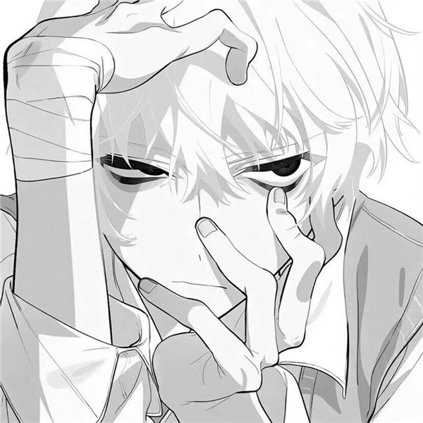 单人优质动漫男生头像黑白