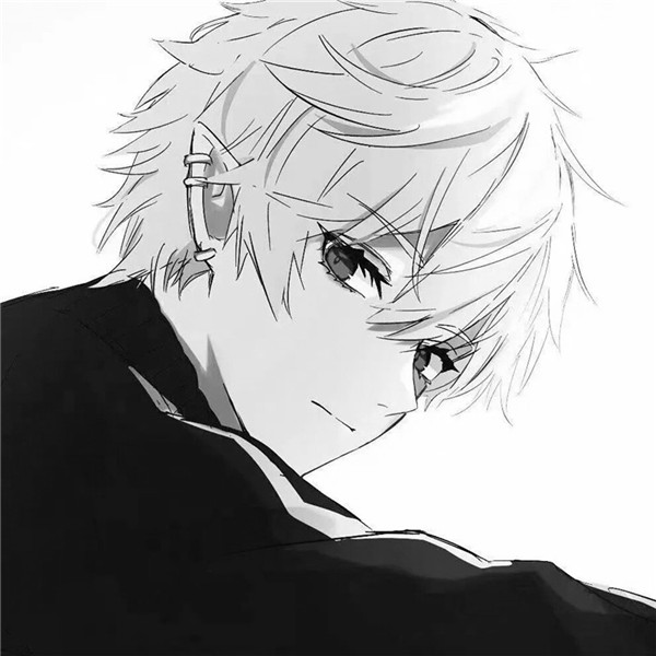 单人优质动漫男生头像黑白
