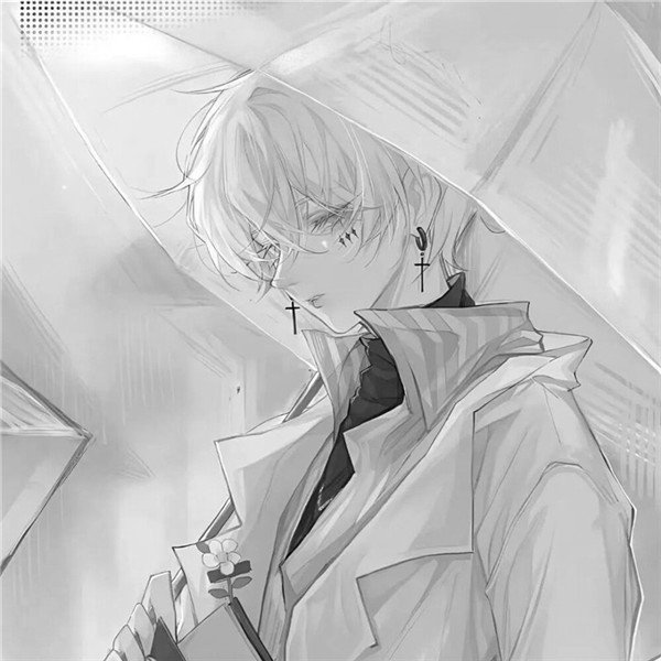 单人优质动漫男生头像黑白