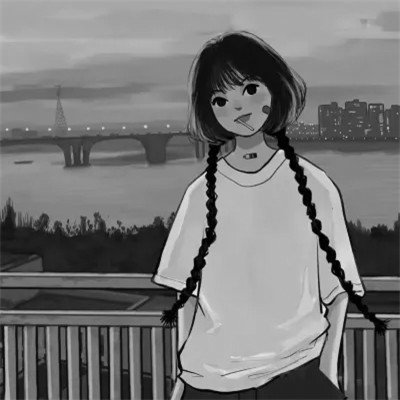 情侣头像动漫插画手绘黑白