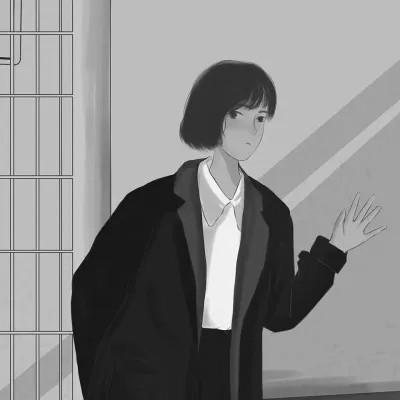 情侣头像动漫插画手绘黑白