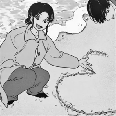 情侣头像动漫插画手绘黑白