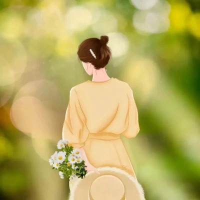 插画情头一对两张水彩