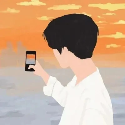 插画情头一对两张水彩