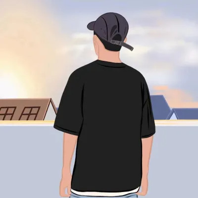 插画情头一对两张水彩