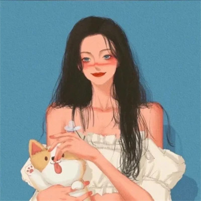 插画情头一对两张水彩