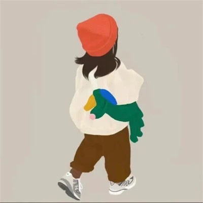插画情头一对两张水彩