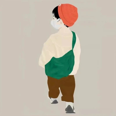 插画情头一对两张水彩