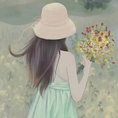 插画情头一对两张水彩