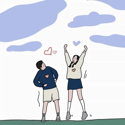 简约手绘情头一男一女