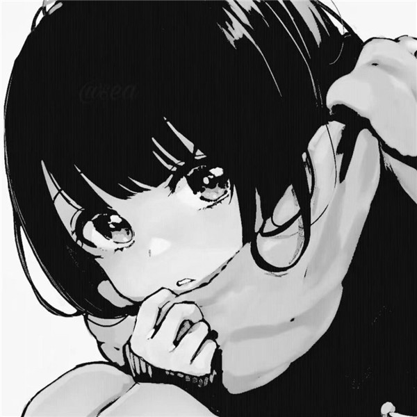 女生动漫头像黑白高清好看
