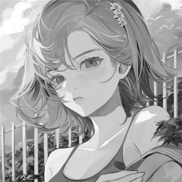 女生动漫头像黑白高清好看