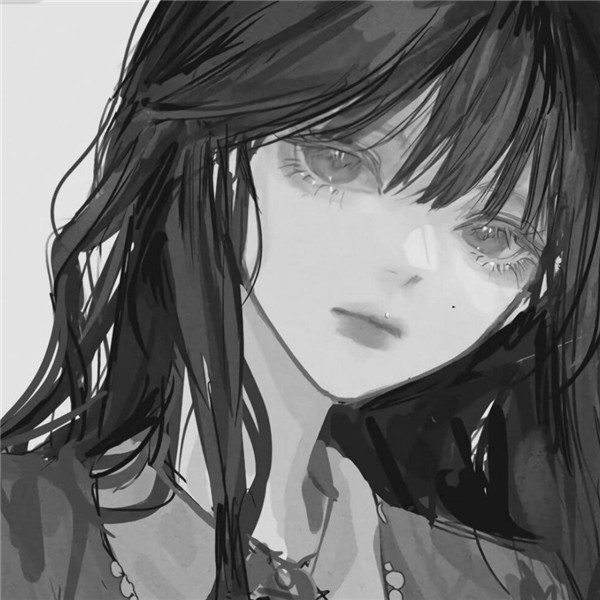 女生动漫头像黑白高清好看