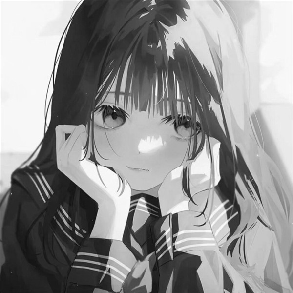 女生动漫头像黑白高清好看