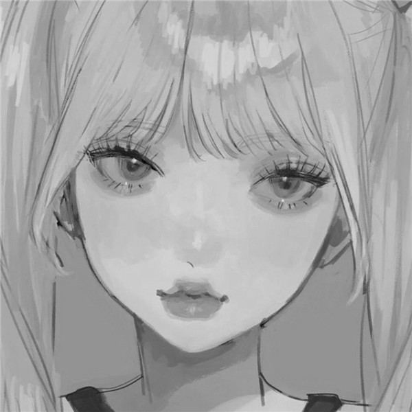 女生动漫头像黑白高清好看