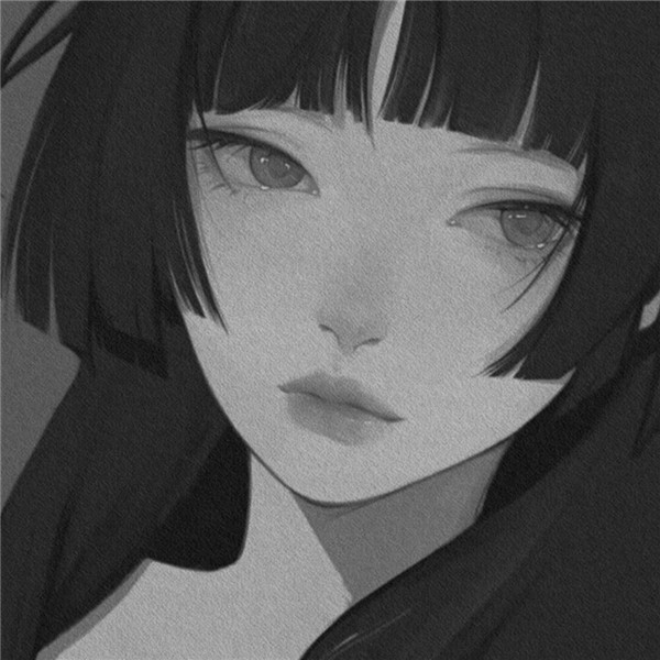 女生动漫头像黑白高清好看