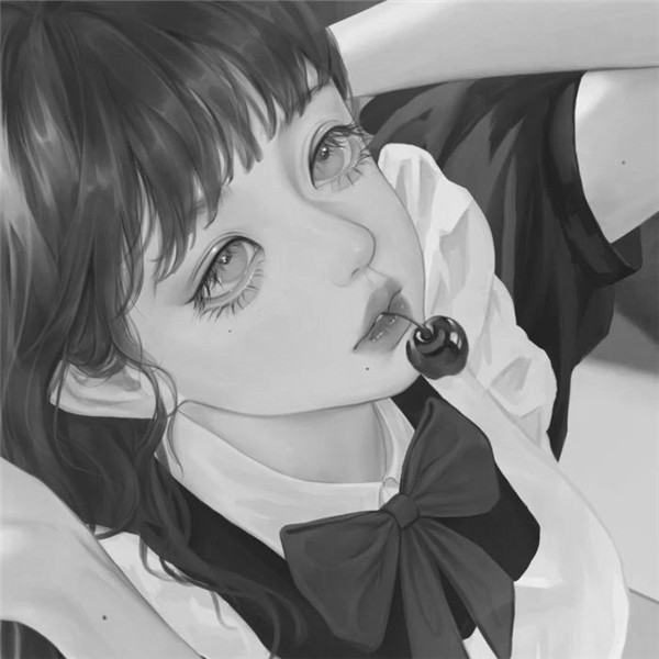 女生动漫头像黑白高清好看