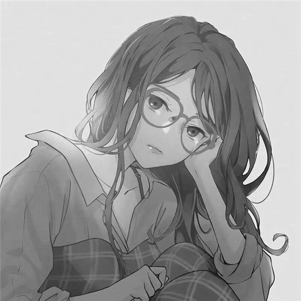 女生动漫头像黑白高清好看