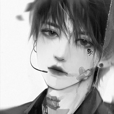 男生头像黑白动漫