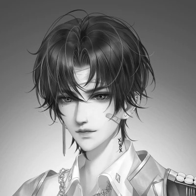 男生头像黑白动漫