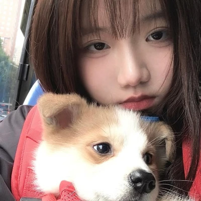 女孩和狗情头一左一右