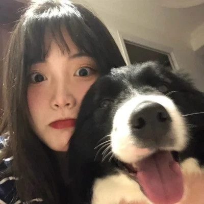 女孩和狗情头一左一右