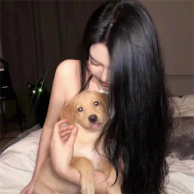 女孩和狗情头一左一右