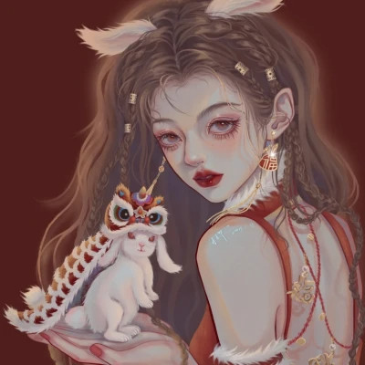 女生卡通手绘微信头像