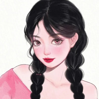女生卡通手绘微信头像