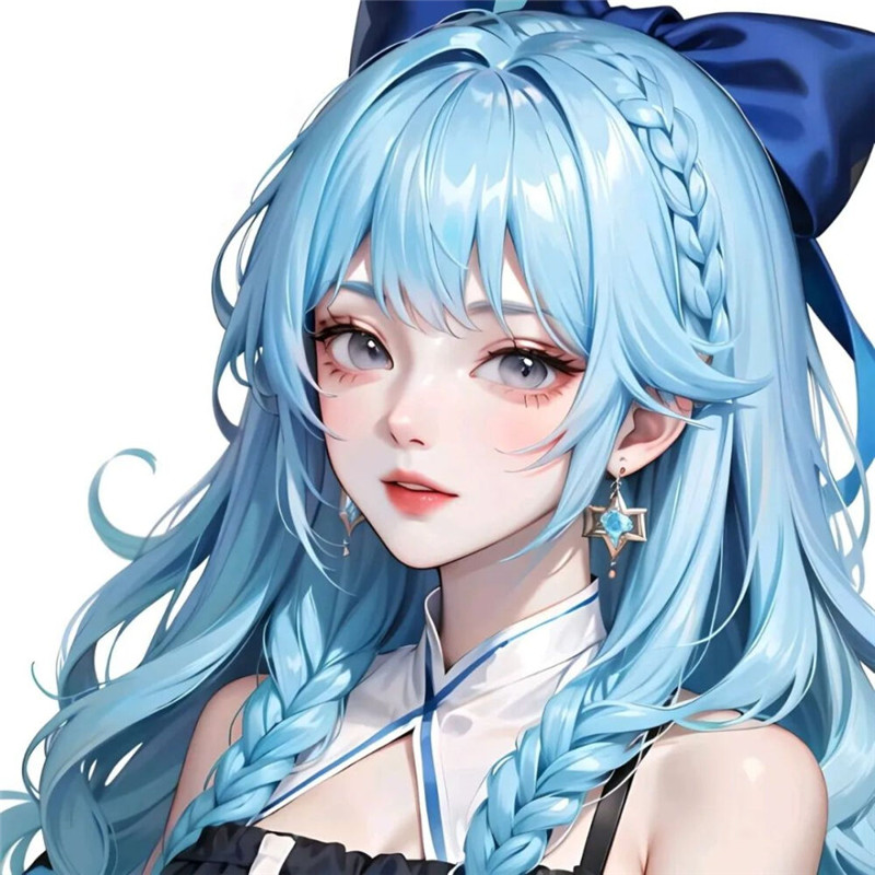 蓝色头发动漫女生系列头像图片
