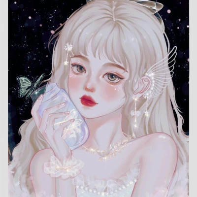 好看的微信头像女手绘图