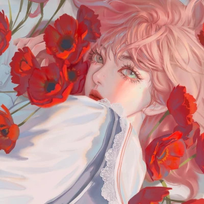 插画头像女唯美文艺图片