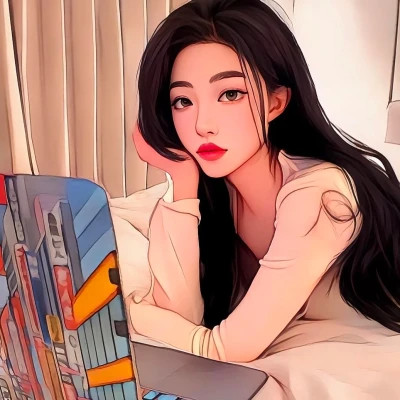 插画头像女唯美文艺图片