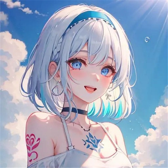 海边嬉戏的少女AI绘画头像图片