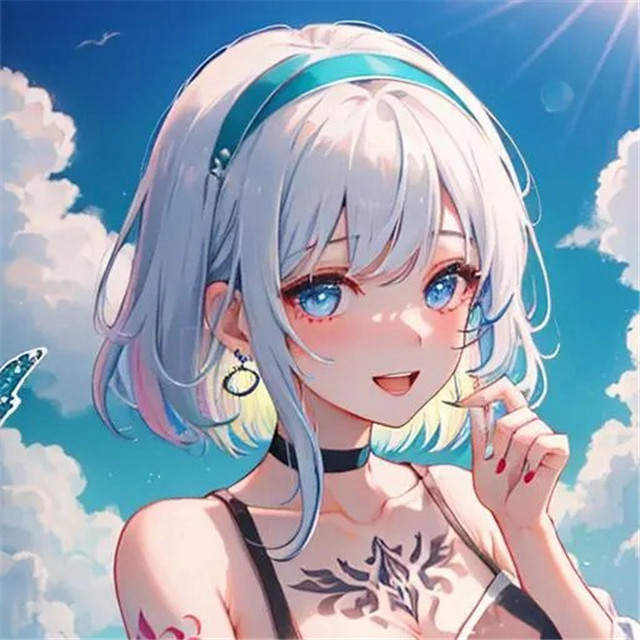 海边嬉戏的少女AI绘画头像图片