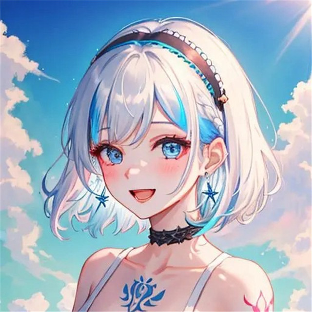 海边嬉戏的少女AI绘画头像图片
