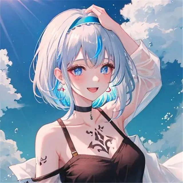 海边嬉戏的少女AI绘画头像图片