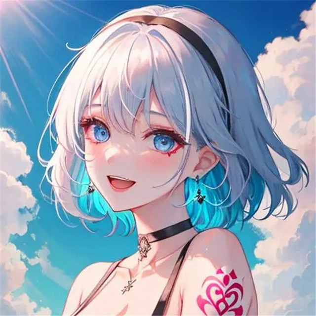 海边嬉戏的少女AI绘画头像图片