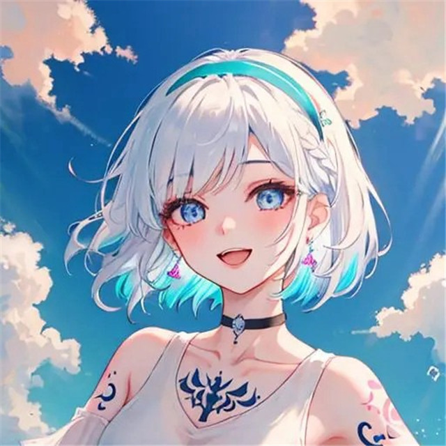 海边嬉戏的少女AI绘画头像图片