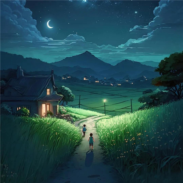 小时候乡村夜晚的治愈系头像图片