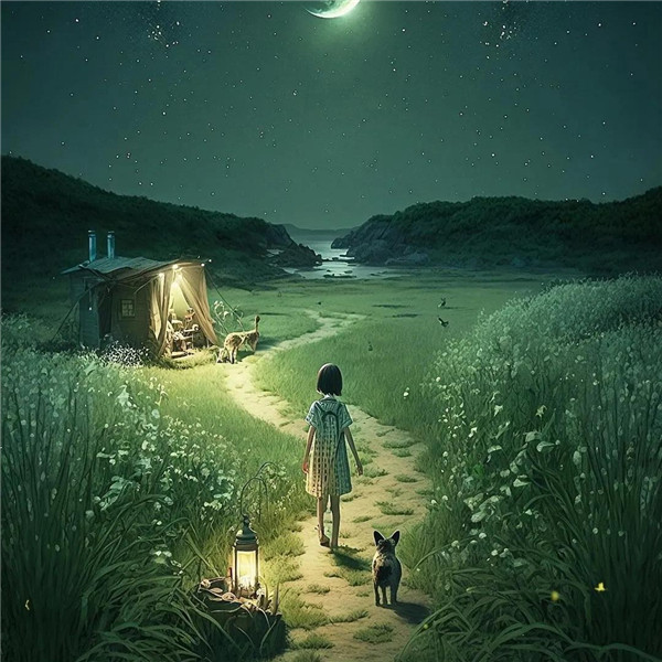 小时候乡村夜晚的治愈系头像图片