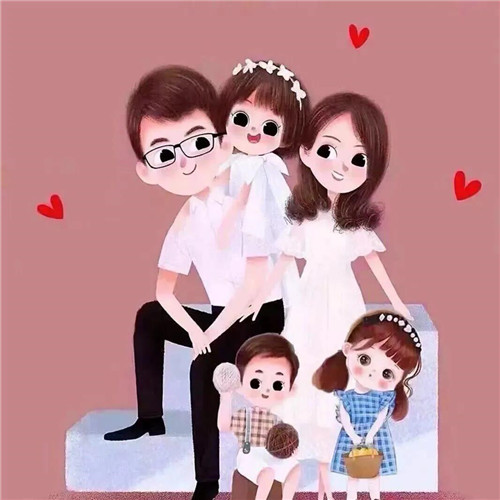 一家五口三胎的亲子头像图片