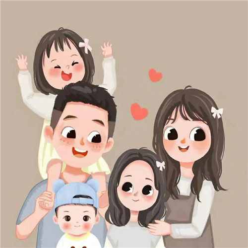 一家五口三胎的亲子头像图片