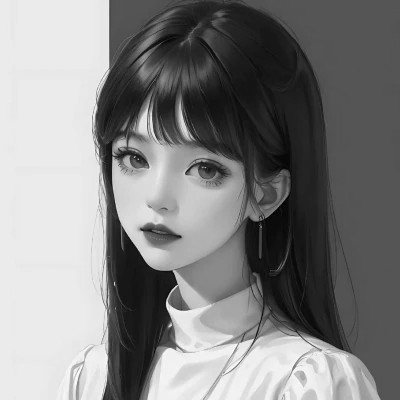 优质女头动漫黑白