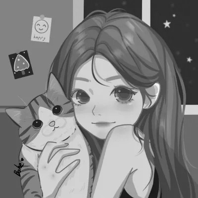 优质女头动漫黑白
