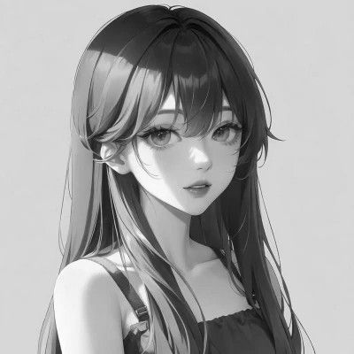 优质女头动漫黑白