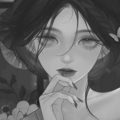 好看漫画头像女黑白