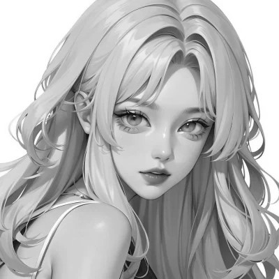女头像ins风动漫黑白图片