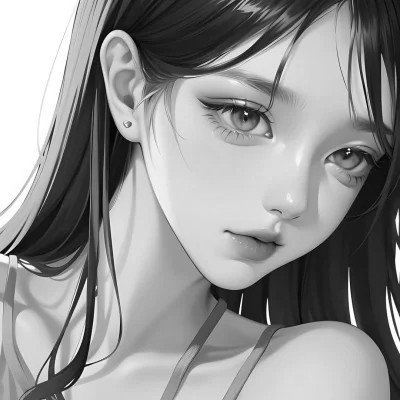 女头像ins风动漫黑白图片